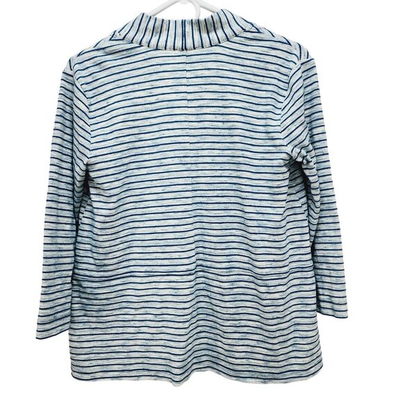 T By Talbots Striped Open front Sweater Cardigan Womens Size XS blue & White - Picture 2 of 10